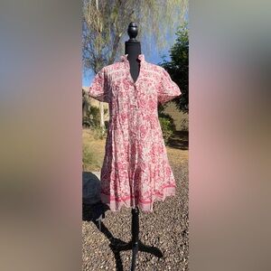 Anthropologie Georgina Tiered Shirtdress short sleeve flare country dress size L